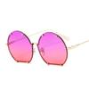 T22002 outu - Nuevas gafas de sol semicirculares de metal poligonal para hombre y mujer, con personalidad rockera, estilo europeo y americano.
