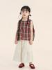 Conjunto de Verano Changguo Clothing para Niñas Estilo Coreano Chaleco a Cuadros y Pantalones de Pierna Ancha Conjunto de Dos Piezas para Niñas Jóvenes