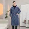 Abrigo de Algodón Grueso Forrado de Polar para Hombre Invierno Lobo del Norte Casual Largo Por Encima de la Rodilla Ropa de Trabajo Ropa para el Hogar