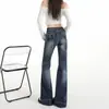 Jeans American Retro de Tiro Bajo Micro-Campana para Mujer Otoño 2026 Nuevos Ajustados No Pegajosos Bootcut Campana Pantalones Largos