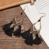 Joyería Transfronteriza Estilo Étnico Borla Gancho para la Oreja Aretes de Hoja de Metal Personalizados Aretes Populares en Internet para Mujer Combinan con Todo para el Cabello