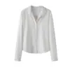 [Preço Especial Edição Limitada] Camisa Elegante para o Trabalho em Cetim Macio Leve de Fibra de Bambu com Lapela Manga Longa