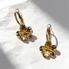 Diseño Creativo Transfronterizo Pendientes de Flor con Textura Dorada Nueva Moda Dulces Pendientes de Botón de Flor de Cinco Pétalos Tridimensionales