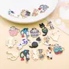 20 Colgantes de Animal Gatito Estilo Dibujo Animado de Aleación Esmaltada Accesorios para Pulsera Llavero DIY