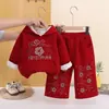 2026 Nuevo Conjunto de Invierno para Niñas con Forro de Felpa Elegante Moda de Invierno Sudadera con Capucha de Bebé de Moda Conjunto de Dos Piezas Venta al por Mayor Tendencia