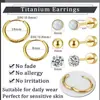 Pendientes Redondos de Alambre de Acero de Venta Caliente Transfronterizos Set de Pendientes de Circonita Pendientes con Galvanoplastia al Vacío Joyería para Piercings Venta al por Mayor