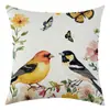 Funda de almohada de lino estilo pastoral floral y de pájaros y mariposas nueva de Temu transfronteriza Decoración para sofá y dormitorio Etiquetado y envío