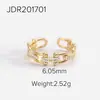 Estilo Ins Europeu e Americano Anel Aberto de Cobre Dourado 18K com Zircônia Embutida Anéis de Casal Estilo Vintage Anel Geométrico Anel Geométrico Feminino