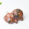 Forma de Porco Pequeno Feita de Resina e Pedras de Cristal Naturais, Plantas Verdes, Decoração de Estátua para Mesa, Escritório e Casa