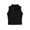 Verano 2024 Nuevo Chaleco sin Mangas con Cuello POLO para Mujer 2 Básico Coreano Combinable Ajustado Solapa Estilo Deportivo
