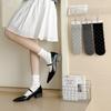 Calcetines de otoño nuevos de Zhuji con orejas de madera, lunares pequeños, calcetines de algodón de tubo medio, puntos ondulados, calcetines sin costuras versátiles, máquina todo en uno