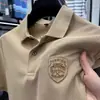 Camisa de Verão Masculina Guangzhou Treze Linhas Manga Curta Meia Manga Respirável Algodão Piqué Bordada Tamanho Grande Camisa com Gola