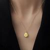 Colar com Pingente de Diamante Incrustado em Forma de Gota de Água Tridimensional Quadrado Estrela de Oito Pontas Retrô Francês Feminino Requintado Sensação de Alto Nível Corrente Clavicular Dourada