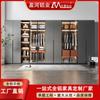 Armario moderno minimalista para el hogar de aleación de aluminio con acabado para dormitorio, gran capacidad, puerta de vidrio con luz, vestidor metálico