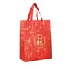 Sacola de Presente de Ano Novo Personalizada Bolsa de Mão Vermelha Saco de Embalagem Lembrança Festiva de Casamento Sacola de Lembrancinha Sacola de TNT