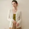 Suéter de Cashmere para Bebê com Gola V Canelado, Cardigã de Tricô Solto, Camada Base Modeladora, Cardigã 100% Caxemira Pura para Mulheres