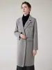 Abrigo largo de lana con cuello de solapa, elegante y versátil, abrigo de lana de color liso, gabardina de lana a doble cara