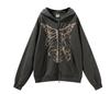 Sudadera con cremallera y estampado de calavera Y2K Patrón vintage de los 90 Sudadera con cremallera para chica