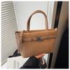 Bolso de Cesta Transfronterizo para Mujer 2026 Primavera/Verano Nuevo Estilo Bolso de Hombro Cruzado Individual con Patrón de Lichi, Bolso de Mano Patchwork para Viajes