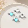 Colgante Corazón con Alas de Piedra Preciosa Charms para Collar Pulsera DIY Accesorios Venta Directa de Fábrica Lote Mixto Disponible Transfronterizo