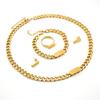 Colar e pulseira cubana de aço inoxidável transfronteiriço, brincos, joias, terno, ouro 18K, moda, joias Joker, atacado, mulheres