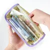 Nuevo Estuche Triangular Transparente, Bolsa de Papelería de Gran Capacidad Específica para Exámenes, Bolsa de Almacenamiento para Estudiantes Simple y Elegante Venta al por Mayor