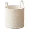 Cesta para Ropa Sucia de Cuerda de Algodón Tejida con Asas Cesta de Almacenamiento de Ropa Cubo de Almacenamiento para Peluches Cesta de Almacenamiento Cesto de Lavandería