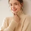 Suéter de Cachemira Grueso Pesado con Cuello Medio Abierto y Cremallera para Mujer, Suéter de Manga Larga con Solapa y Diseño Trenzado, Suéter Base de Lana Holgado