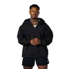 YOUNGLA estilo americano jogger para hombre manga larga deportiva fitness secado rápido transpirable elástico media cremallera ajustada camiseta de entrenamiento