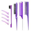 Kit de pentes de cabelo Amazon escova para desfiar cabelo escova de borda dupla pente de cauda de rato pente de cauda pontiaguda com grampo de cabelo kit