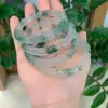 Pulseras de Jade Tipo Hielo para Mujer al por Mayor con Patrones de Flores Verdes, Pulseras de Jade de Roca de Cuarzo, Pulseras de Jade de Color Esmeralda