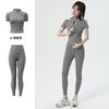 Roupa de Yoga para Mulheres com Gola Alta e Manga Curta, Jaqueta Esportiva Profissional para Primavera e Verão, Secagem Rápida, Respirável, Justa ao Corpo, Fato Fitness Emagrecedor
