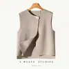 Chaleco de lana reversible con hebilla de cuerno, hecho a mano de un solo botón, chaleco de lana sin mangas, nuevo top exterior elegante de otoño/invierno para mujer
