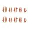 Amarelo Cremoso Cereja Estilo Francês Gato 3D com Strass Olho de Gato Textura de Alto Padrão Elegante Design de Arte para Unhas Curtas 30-t Usável