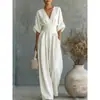 En stock 2026 Europeo y Americano transfronterizo primavera/verano Amazon elegante entallado a la cintura nuevo V-neck elegante mono de mujer
