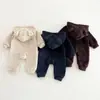 Mono de Peluche de Invierno para Bebé Mono Grueso Caliente para Bebé con Capucha de Orejas de Oso Traje para Gatear Niños Niñas Suave