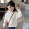 Tejido de una pieza de terciopelo para niñas con cuello alto Ropa de punto con solapa para niños Ropa para niños de talla pequeña y mediana Estilo occidental Estilo coreano Ropa de invierno 2025 Suave y ceroso