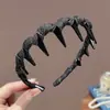 Faixa de Cabelo Envolvida em Tecido Francês para Mulheres, Elegante, Topo Alto da Cabeça, Com Dentes, Faixa Antiderrapante, Grampos de Cabelo para Prender Franja, Acessórios de Cabelo