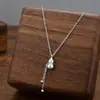Collar de calabaza de oro vintage acero de titanio para mujer galvanizado al vacío Fu Lu mini calabaza bola pequeña sólida borla cadena de clavícula