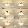 Luz de Techo para Dormitorio Estilo Crema Madera Maciza Veta de Madera Maciza Creativa Con Bola Proyección Cielo Estrellado Protección Ocular Habitación Infantil Hierro