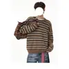 Suéter de Bloques de Color Rayado Retro Unisex Otoño/Invierno Estilo Perezoso Tejido Prendas de Punto Casual Versátil Diseño Superior
