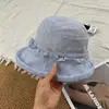 Sombrero de Pescador de Organza de Encaje Esponjoso Japonés para Mujer Verano Ala Ancha Protección Solar Temperamento Versátil Transpirable Sombrero para el Sol