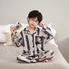 Pijamas Masculinos Primavera & Outono Estilo Coreano Cardigan Conjunto de Duas Peças para Crianças Mais Velhas, Meninas e Adolescentes 2025 Roupas Infantis Novas Roupas de Casa
