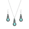 Pendientes Colgantes Bohemianos con Patrón Retro de Moda Nueva Transfronteriza, Incrustaciones de Cristal Azul y Turquesa