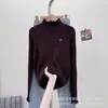 Camiseta básica de punto con cuello semi-alto y volantes estilo coreano para mujer, suéter ajustado de manga larga para otoño e invierno, top versátil de color liso