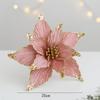 Hromeo25cm lentejuelas franela flor de Navidad color champán dorado flor de simulación decoración de árbol de Navidad accesorios DIY