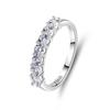 Anel de Prata S925 Céu Estrelado Meio Círculo Sete Princesas Diamante para Mulheres, Anel Feminino Moissanite Micro-Incustado Venda Quente Transfronteiriça