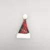 Chapéu de Natal Venda Quente Transfronteiriça Xadrez Vermelho e Verde Pelúcia de Cordeiro Boneco Decorativo de Natal Chapéu Decorativo para Garrafa de Vinho Floral