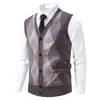 Nuevo Chaleco Cardigan de Punto para Hombre Otoño e Invierno Cuello en V Corte Ajustado Ropa Interior Chaleco de Punto Cálido Capa Base para Hombre