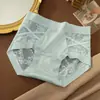 Bragas de satén con encaje de lujo ligero estilo francés, jacquard de encaje sexy, antibacterianas, entrepierna de algodón puro, cintura media, cobertura amplia para cadera, bragas tipo triángulo